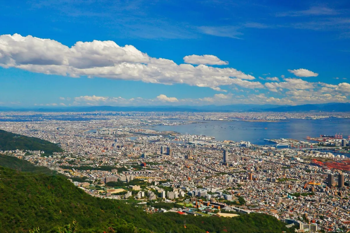 Panoramic view of Kobe and the bay from Mount Rokko